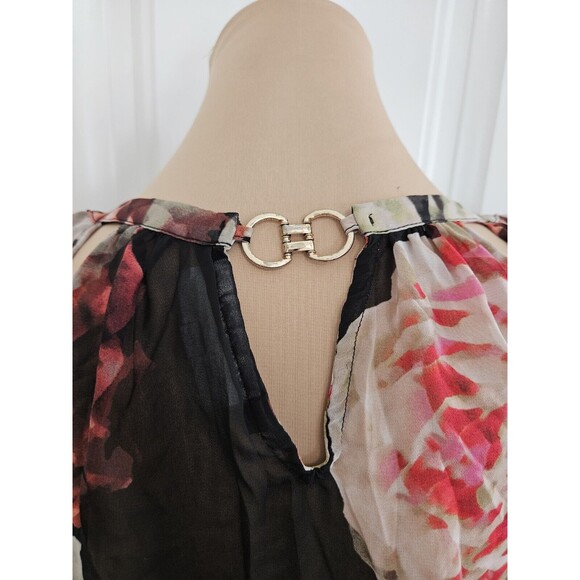 Jennifer Lopez Floral Cutout Keyhole Sheer Blouse Size S - Picture 6 of 8